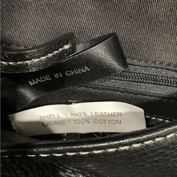 NWT Talbots small black genuine leather crossbody purse with silver accents. - Picture 5 of 5